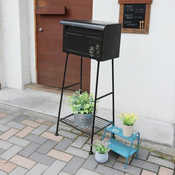 郵便ポスト ポスト 郵便受け 玄関 設置 屋外用 おしゃれ 置き型 スタンド スタンド型 自立 縦型 北欧 アンティーク 北欧 アメリカン 黒