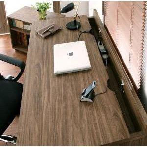 パソコンデスク 仕事机 システム シェルフ/ワゴン 3点 ウォールナット