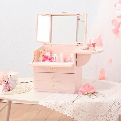 ドレッサー メイクボックス 鏡付き バニティ 大容量 コスメボックス