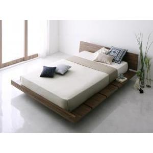 ダブルベッド 2人 マットレス付き ローベッド ロータイプ フロア 低い ヘッドボード 薄型 布団可 脚付き 足付 ルンバ 北欧 おしゃれ モダン アンティーク