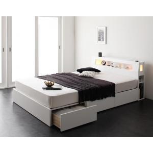 セミダブル ベッド チェスト 引き出し 大容量 宮 棚 スマホ ラック ライト コンセント 充電 フレーム アンティーク 姫系 かわいい 照明 PボンネルCマットレス付