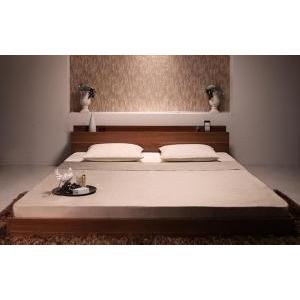 ダブルベッド 2人 マットレス付き ローベッド ロータイプ 低い 宮 枕元 棚 携帯 メガネ リモコン 頭上 収納 コンセント スマホ 充電 電気 ヴィンテージ モダン