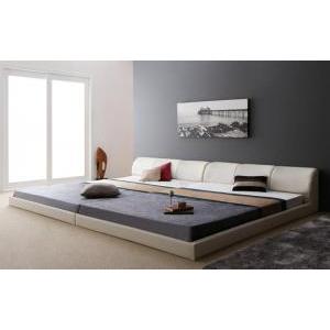 連結ベッド 幅280 ワイド 2人 3人 4人 家族 つなげる 2台 連結 分割 ファミリー マットレス付 ロー 低い 背もたれ クッション レザー ゴージャス ゴシック