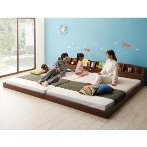 連結ベッド 幅280 キング ワイド 3人 4人 家族 つなげる 2台 分割 ファミリー マットレス付き ロー 低い 宮 棚 携帯 収納 照明 ライト コンセント スマホ 充電