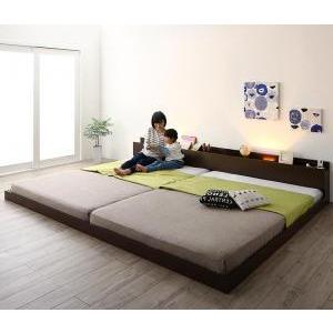 連結ベッド 幅200 キング ワイド 3人 4人 家族 つなげる 2台 分割 ファミリー マットレス付き ロー 低い 宮 棚 携帯 収納 照明 ライト コンセント スマホ 充電