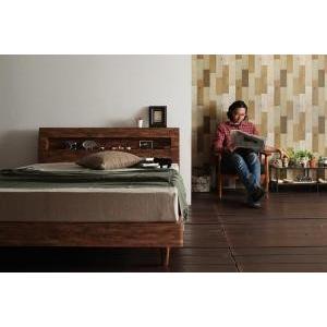 セミダブル ローベッド 低い 棚 宮 スマホ リモコン コンセント 充電 西海岸 ヴィンテージ すのこ フレーム おしゃれ 脚付き 国産カバーポケットCマットレス付