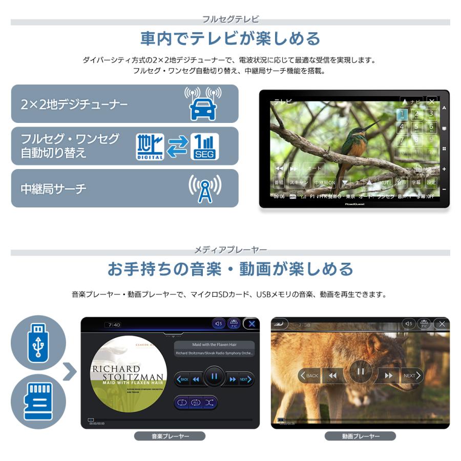 RoadQuest カーナビ フルセグ ポータブルナビ 10.1インチ 2025