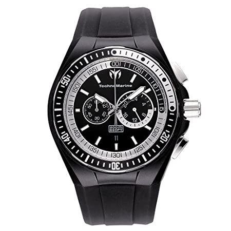 送料無料 Technomarine Men's Quartz Watch with Black Dial Chronograph Display and Bla