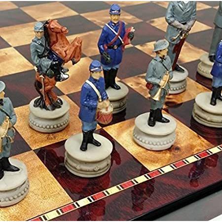 US AMERICAN CIVIL WAR chess set W  18" Cherry  Burlwood Color Board