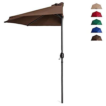 送料無料 Best Choice Products 9ft Steel Half Patio Umbrella for Backyard, Deck, Gard