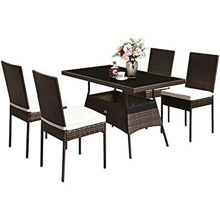 送料無料　Tangkula　PCS　Table　Patio　Outdoor　Dining　Set,　and　Wicker　Rattan　wit　Chairs