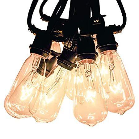 送料無料 Vintage Outdoor String Lights (100 Ft, ST40 Clear Bulbs Commercial Black