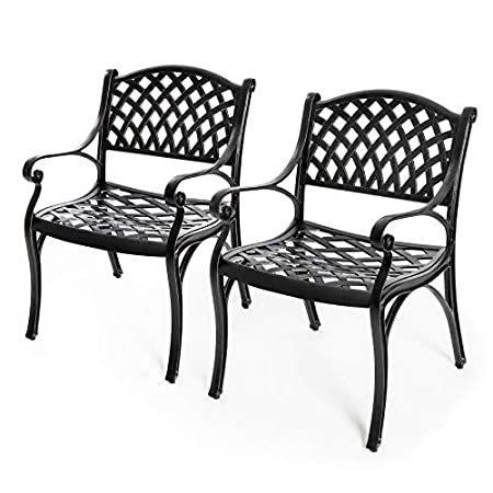送料無料　Nuu　Garden　Patio　Dining　Chairs,　Bistro　Aluminum　Pieces　Round　Cast　Outdoor