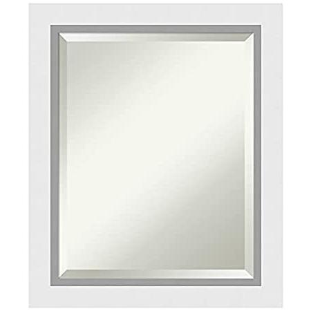 Amanti　Art　フレーム付き鏡　24インチ　x　Blanco　20　無垢材壁掛けミラー　ホワイトミラー　壁用