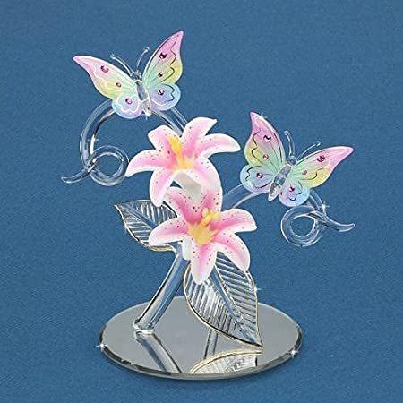 送料無料　Glass　Baron　Lily　Garden　Butterflies,