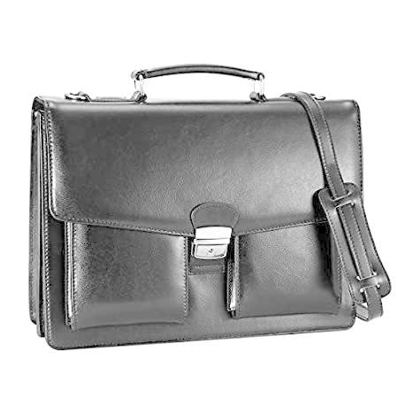 送料無料DanPi Leather Briefcase for Men Cowhide Laptop Briefcase with Lock 14 inch