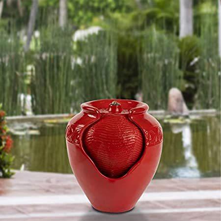 送料無料 Pure Garden 50-LG1185 Jar Fountain #x2013; Indoor or Outdoor Ceramic-Look Glazed