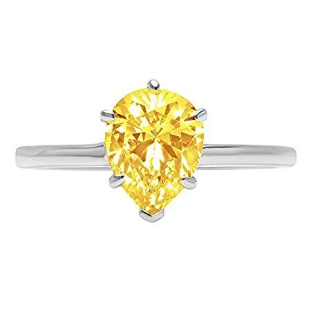 値頃 Cut Pear Brilliant 1.9ct 送料無料 Solitaire Zi Cubic Diamond Simulated Yellow Canary 指輪