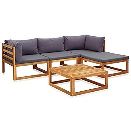 人気新品入荷 vidaXL 送料無料 Solid Terr Patio Cushions with Set Lounge Garden Piece 5 Wood Acacia 農作業用手袋