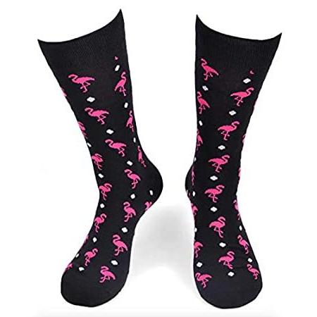 送料無料 Urban-Peacock Men's Novelty Socks Multiple Patterns! (Flamingos Black,