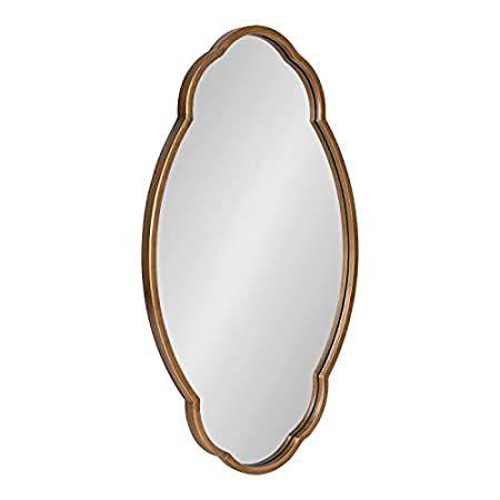 Kate and Laurel Magritte Mid-Century Scalloped Mirror, 18" x 30", Gold, Del