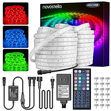 送料無料 Novostella LEDロープライト 屋外 100フィート (52.5x2) 防水 RGBストリップライト 色が変化する調光可能なカットテーブルテ