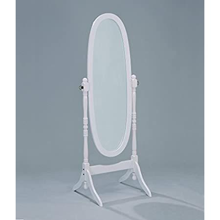 SQF Floor Oval Mirror Hard Wood (White)