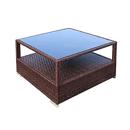 送料無料 DIMAR GARDEN Outdoor Coffee Table Wicker Patio Furniture Conversation Set R