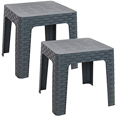数量は多 2 of Set - Table Side Patio Sunnydaze 送料無料 Tables Accen Plastic Indoor/Outdoor - 農作業用手袋