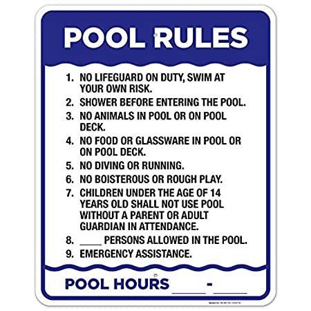 送料無料 Pool Rules Sign, 24x30 Inches, Rust Free .063 Aluminum, Fade Resistant, Ind