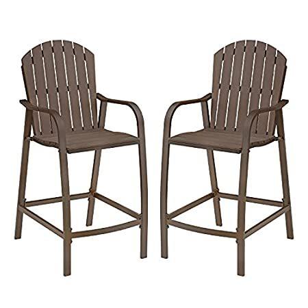 送料無料 Pellebant Patio Bar Stools Set of 2, Outdoor Counter Height Wood Chairs wit