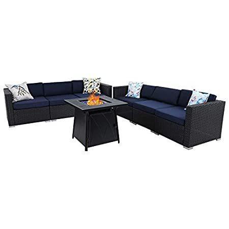送料無料 Sophia & William Patio Furniture Sectional Sofa Set with Gas Fire Pit Table 農作業用手袋