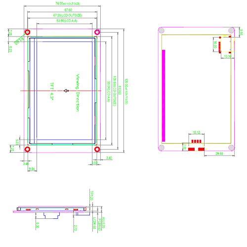 NEXTION　Display　4.3インチNX　4827　T　Pi用HMI　LCD　043抵抗型タッチスクリーンArduino　Raspberry　480　x　272