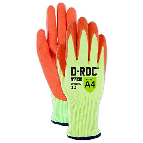 MAGID　D-ROC　13ゲージHi-Vis　NitriXグリップ技術コーティング軍手-カットレベルA　(12双)　10　XL