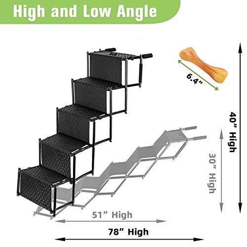 大型犬用ドッグランプSUV%カラカス用5ドッグステップ%カラカス%鉄枠付ノンスリップ折りたたみ式ドッグステアとワイドステップ%カラカス%ハイベッド用ライト 