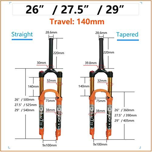 海外品 LvTu 26 27.5 29インチマウンテンバイクフロントフォークトラベル140 mmオレンジ、超軽量合金MTBエアフォークリバウンドアジャストサスペンション(カラー:S 【VQL8835319380】(31671円)