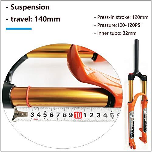 海外品 LvTu 26 27.5 29インチマウンテンバイクフロントフォークトラベル140 mmオレンジ、超軽量合金MTBエアフォークリバウンドアジャストサスペンション(カラー:S 【VQL8835319380】(31671円)