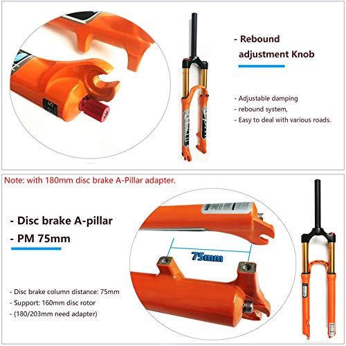 【クーポン】 LvTu 26 27.5 29インチマウンテンバイクフロントフォークトラベル140 mmオレンジ、超軽量合金MTBエアフォークリバウンドアジャストサスペンション(カラー:S 【UOI8128402049】(29137円)