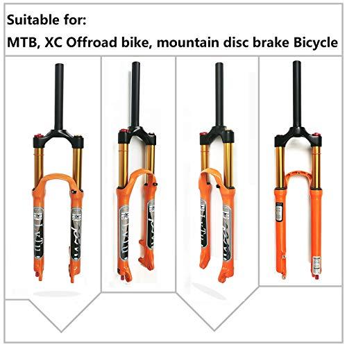 【クーポン】 LvTu 26 27.5 29インチマウンテンバイクフロントフォークトラベル140 mmオレンジ、超軽量合金MTBエアフォークリバウンドアジャストサスペンション(カラー:S 【UOI8128402049】(29137円)