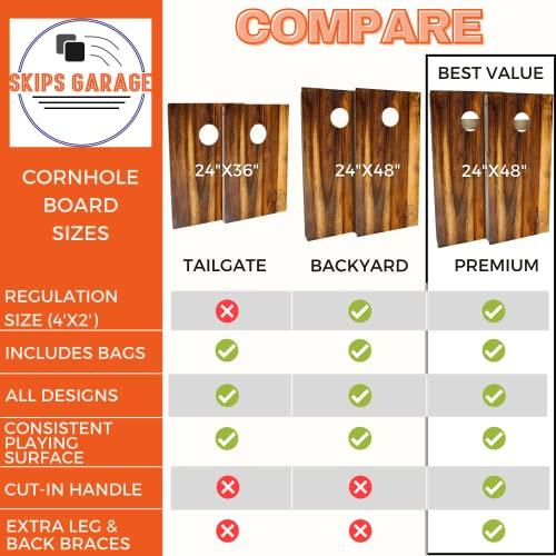 「人气商品」 Skips Garage Burnt Wood Cornhole Board Set-Premium 2 x 4 (24インチx 48インチ) -ボード2枚とコーン充填袋8枚が付属 【MYK3109801126】(111474円)