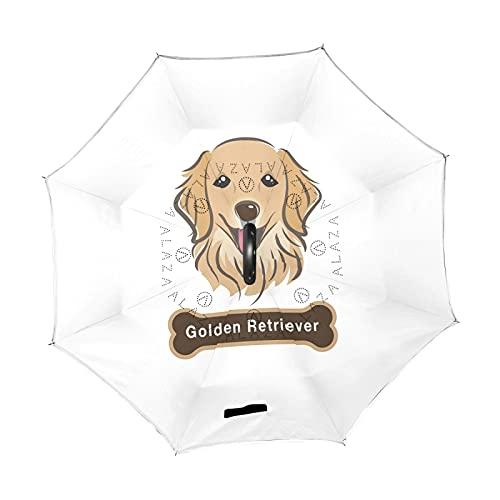 超特盛ミラクルプライス 白い大型逆さ傘に分離したゴールデンレトリバー犬の顔の骨、レインリバースサンパラソル、C字ハンドルで逆さにしたUVカットの二層車傘 【Q2216156182】(12480円)