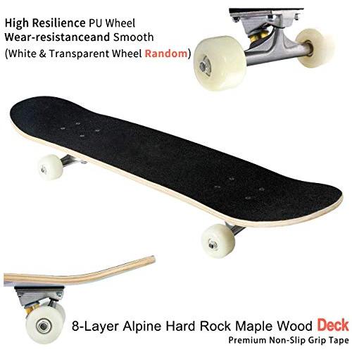 青い空と大きな白い層積雲がスケートボードを埋め尽くす31インチx 8インチの二重に歪んだスケートボード初心者のための屋外ストリートスポーツスケートボー 青い空と大きな白い層積雲がスケートボードを埋め尽くす31インチx