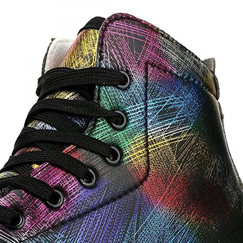 タイ染めローラースケート、レザーローラースケートクラシックハイトップPUレザーローラースケート女性用大人(ブラックホイール付き、10 M US=43) タイ染めローラースケート レザーローラースケートクラシックハイトップPUレザーローラースケート女性用大人 ブラックホイール付き US=43