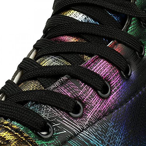 タイ染めローラースケート、レザーローラースケートクラシックハイトップPUレザーローラースケート女性用大人(ブラックホイール付き、10 M US=43) タイ染めローラースケート レザーローラースケートクラシックハイトップPUレザーローラースケート女性用大人 ブラックホイール付き US=43