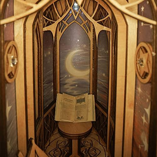 CUTEBEE 3 D木製パズルDIYドールハウス本棚インサートデコアレイブックエンド型LEDライト付クリエイティビティキット (銀河の秘密) CUTEBEE D木製パズルDIYドールハウス本棚インサートデコアレイブックエンド型LEDライト付クリエイティビティキット 銀河の秘密