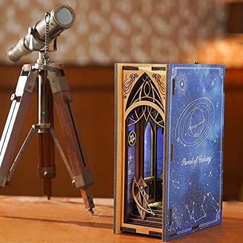 CUTEBEE 3 D木製パズルDIYドールハウス本棚インサートデコアレイブックエンド型LEDライト付クリエイティビティキット (銀河の秘密) CUTEBEE D木製パズルDIYドールハウス本棚インサートデコアレイブックエンド型LEDライト付クリエイティビティキット 銀河の秘密