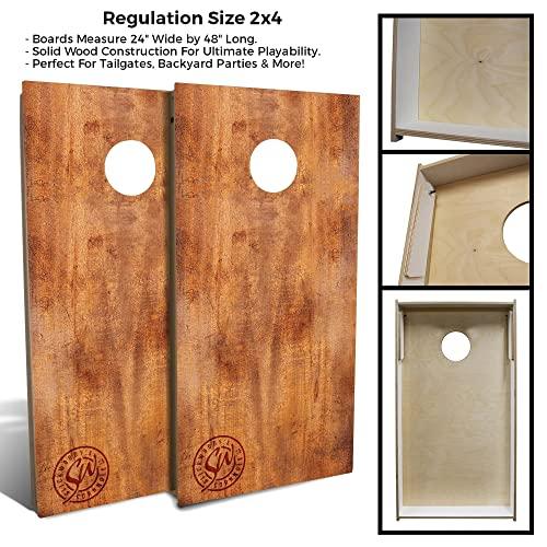 ローボード Burnt Wood Cornhole Game Set-Backyard Size (24インチx 48インチ) - (2) 木製ボード、 (8) コーン充填バッグ、 (1) キャリングケース、 (2) ボードホール 【FKP2646402617】(94865円)