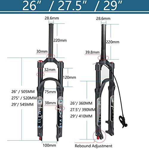 【２点セット】 LvTu Air MTBサスペンションフォーク26/27.5/29トラベル120 mm、リバウンド調整1-1/8ストレート/テーパーチューブQR 9 mm超軽量ディスクブレーキマウンテン 【CEG8344395186】(29912円)