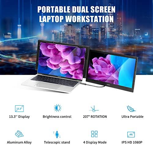 Alecewey　P　Plus　Portable　inch　Laptop　Double　13.3　Extender　for　Mobile　HDMI、　Screen　Monitors　Monitor　1080　Dual　Monitor　Display　P　FHD　IPS　Type-C