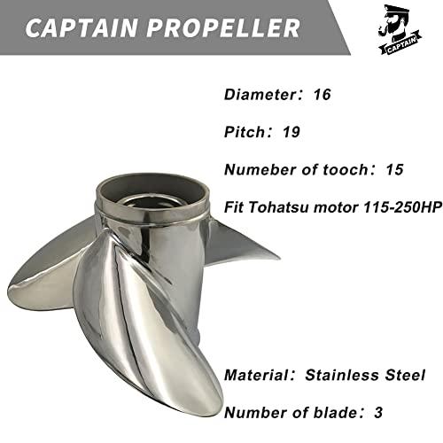 匿名！送料無料！ ボートマンボートプロペラ13.75×19フィット東発船外機115 HP-250 HP 3枚刃ステンレス15スプライン歯RH 【S2743078812】(98331円)